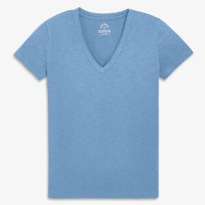 Primary V-Neck Short Sleeve Vintage Blue Lightweight Cotton Tee T-Shirt. XS.